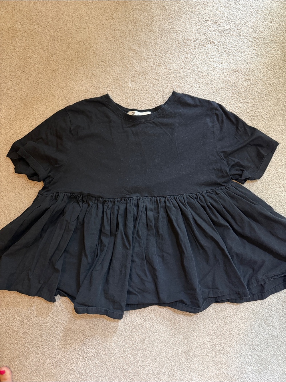 Women’s ' Black Peplum Short Sleeve Top